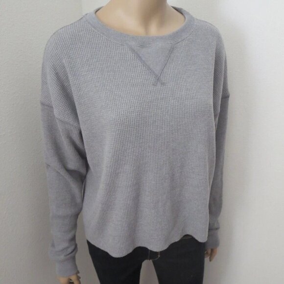 NEW Abercrombie Womens Crewneck Waffle Knit Sweater Size XS Gray - Picture 4 of 6